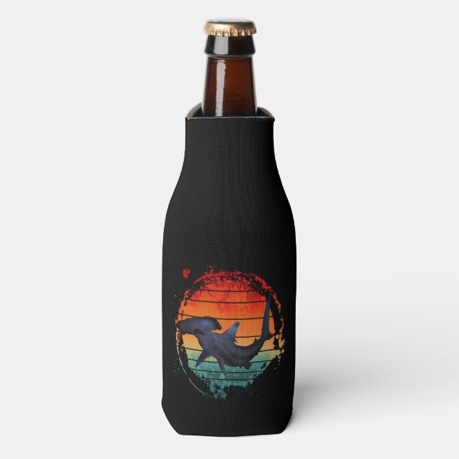 HAMMERHEAD SHARK VINTAGE SUNSET BOTTLE COOLER (Bottle Front)