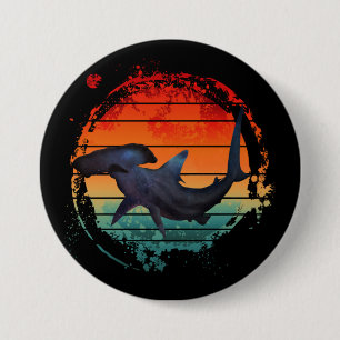 HAMMERHEAD SHARK VINTAGE SUNSET BUTTON