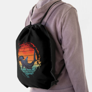 HAMMERHEAD SHARK VINTAGE SUNSET DRAWSTRING BAG