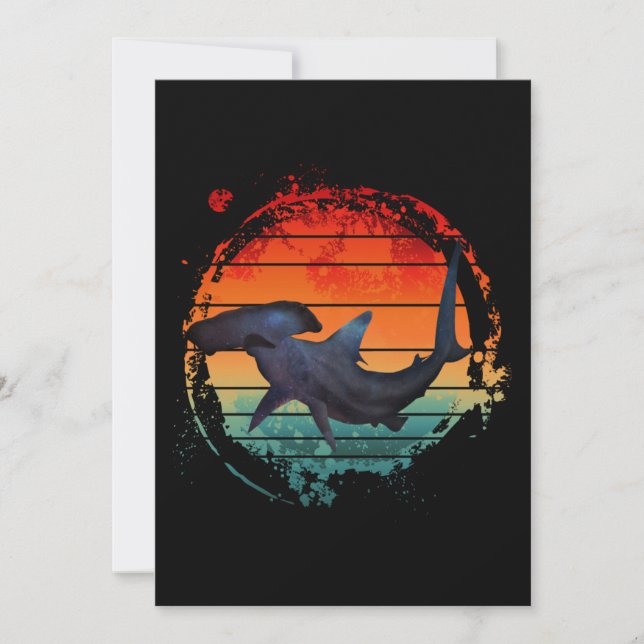 HAMMERHEAD SHARK VINTAGE SUNSET INVITATION (Front)