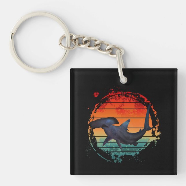 HAMMERHEAD SHARK VINTAGE SUNSET KEYCHAIN (Front)
