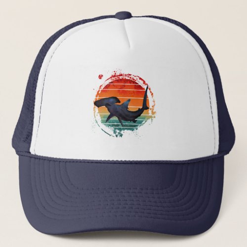 HAMMERHEAD SHARK VINTAGE SUNSET TRUCKER HAT