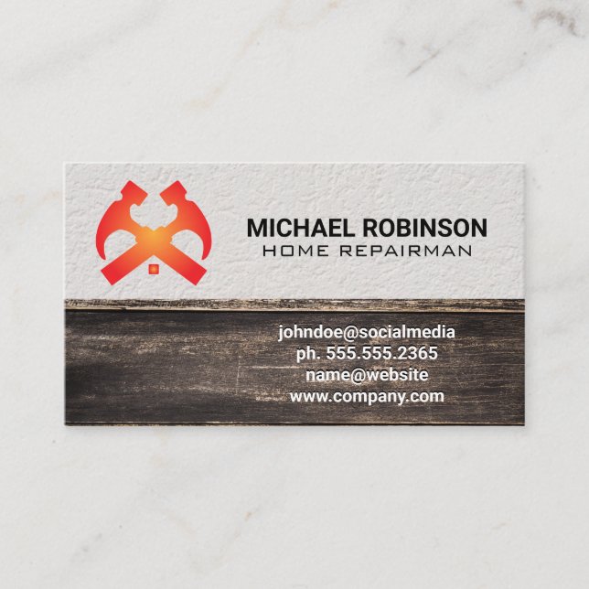 Hammers and Home | Wall Wood Business Card (Front)