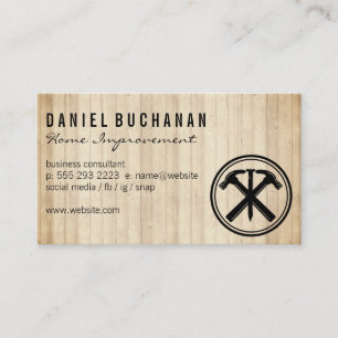 Hammers and Nail Carpentry Wood Business Card