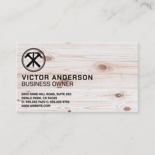 Hammers and Nail Logo  Wood Business Card
