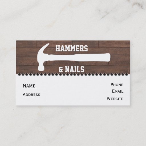 Customizable Hammers and Nails Construction Business Cards