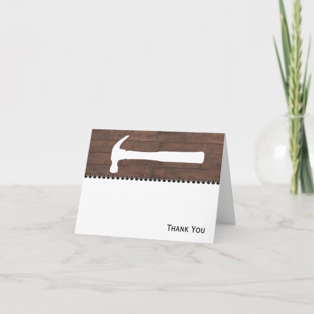 Hammers and Nails Construction Thank You Card (Front)