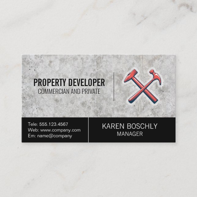 Hammers Icon | Construction Developer Business Card (Front)