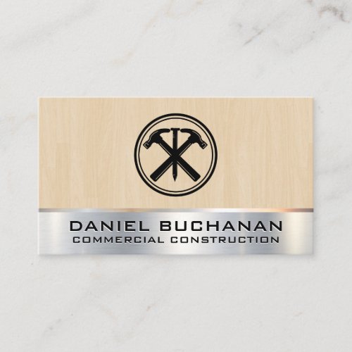 Hammers Nail Logo  Wood Metal  Construction Business Card