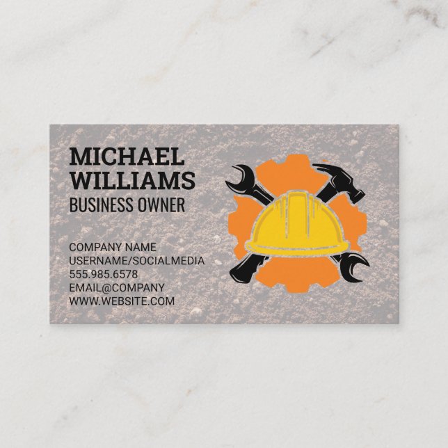 Hammers Wrench | Hard Hat Logo Business Card (Front)