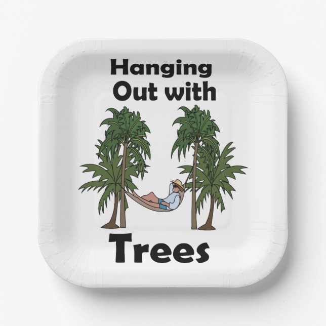 Hammock Camping Hanging Out With Trees Party Paper Plates (Front)