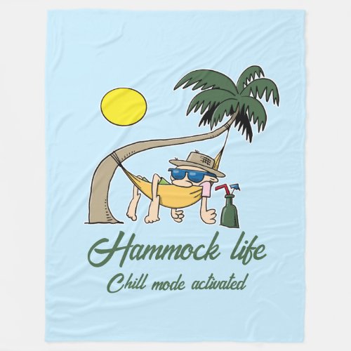 Hammock Life Chill Mode Activated Funny Cartoon Fleece Blanket