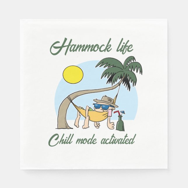 Hammock Life Chill Mode Activated Funny Cartoon Napkins (Front)