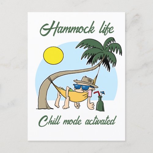 Hammock Life Chill Mode Activated Funny Cartoon Postcard