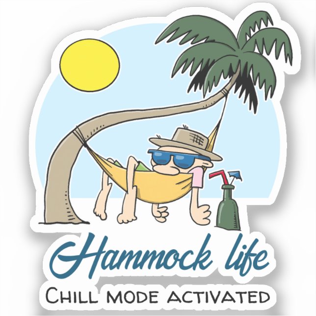 Hammock Life Chill Mode Activated Funny Cartoon Sticker (Front)