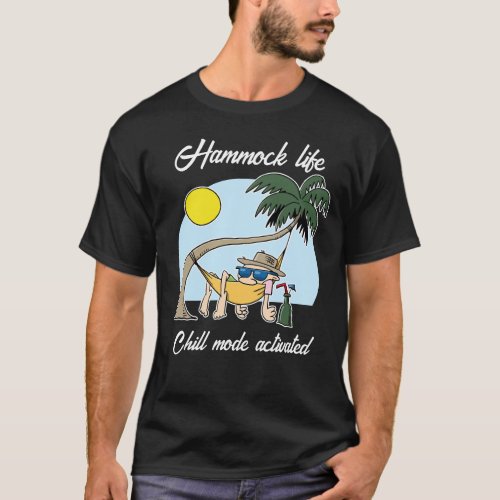 Hammock Life Chill Mode Activated Funny Cartoon T_Shirt
