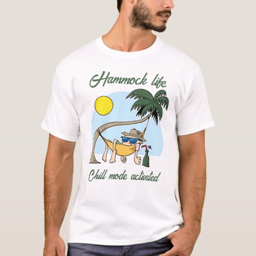 Hammock Life Chill Mode Activated Funny Cartoon T_Shirt