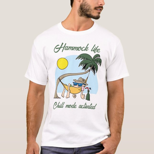 Hammock Life Chill Mode Activated Funny Cartoon T-Shirt (Front)
