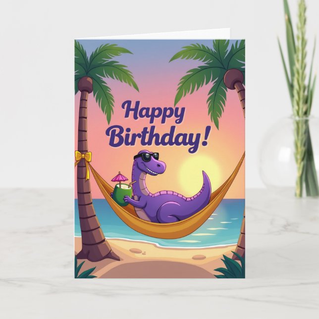 Hammock Lizard Birthday Card (Front)