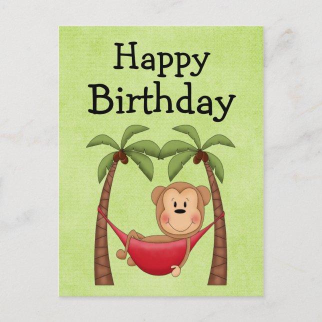 Hammock Monkey  Birthday Invitation Postcard (Front)