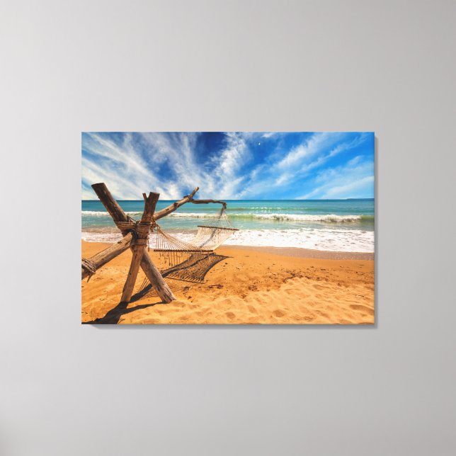 Hammock on a Tropical Beach Resort Canvas Print (Front)