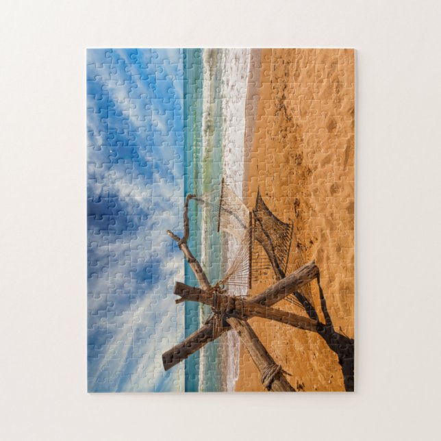 Hammock on a Tropical Beach Resort Jigsaw Puzzle (Vertical)