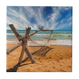 Hammock on a Tropical Beach Resort   Thailand Ceramic Tile