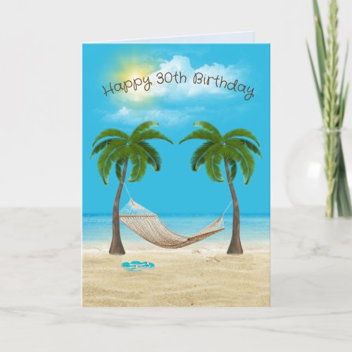 Hammock on Beach 30th Birthday   Card