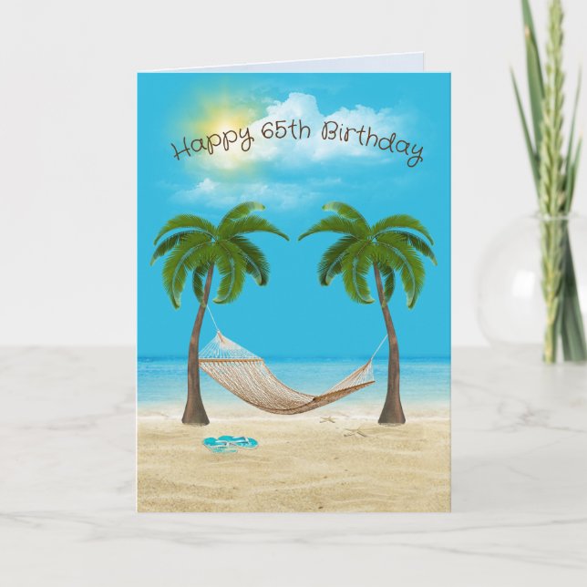 Hammock on Beach 65th Birthday  Card (Front)