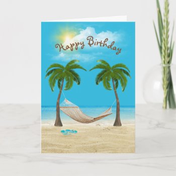Hammock On Beach Birthday  Card by dryfhout at Zazzle