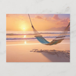 Hammock on the Beach at Sunset Postcard