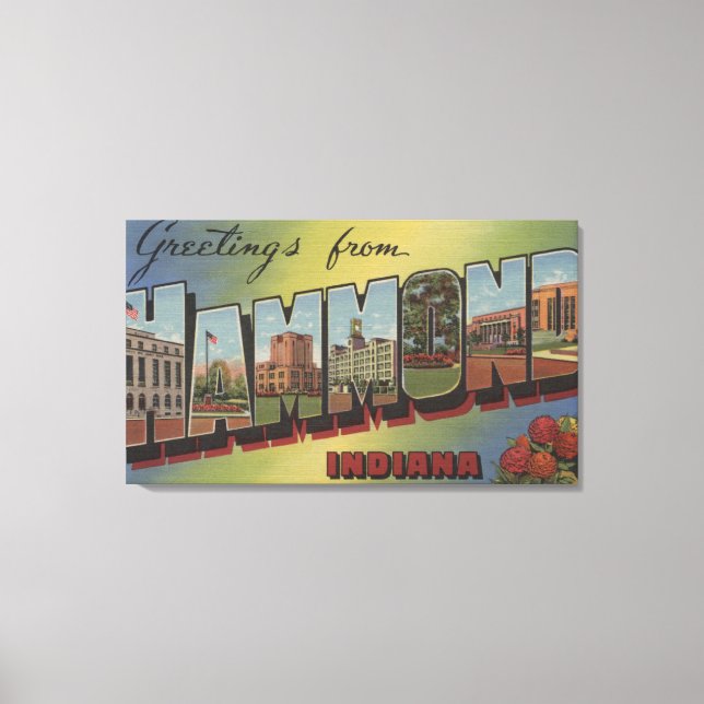 Hammond, Indiana - Large Letter Scenes Canvas Print (Front)