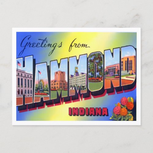 Hammond Indiana Vintage Big Letters Postcard