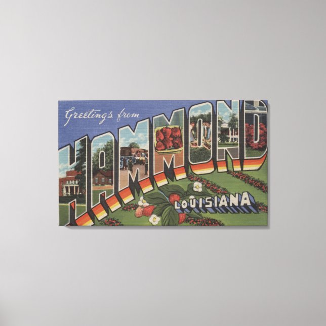 Hammond, Louisiana - Large Letter Scenes Canvas Print (Front)