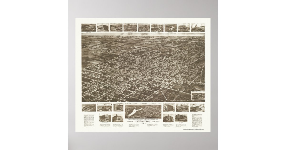 Hammonton, NJ Panoramic Map 1926 Poster Zazzle