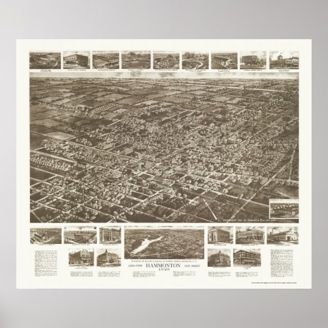 Hammonton, NJ Panoramic Map - 1926 Poster (Front)