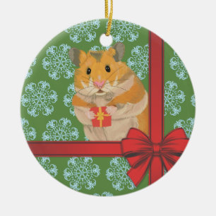 Hammy Christmas Hamster Christmas Ceramic Ornament
