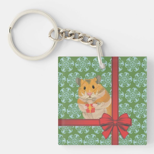 Hammy Christmas Hamster Christmas Keychain (Front)
