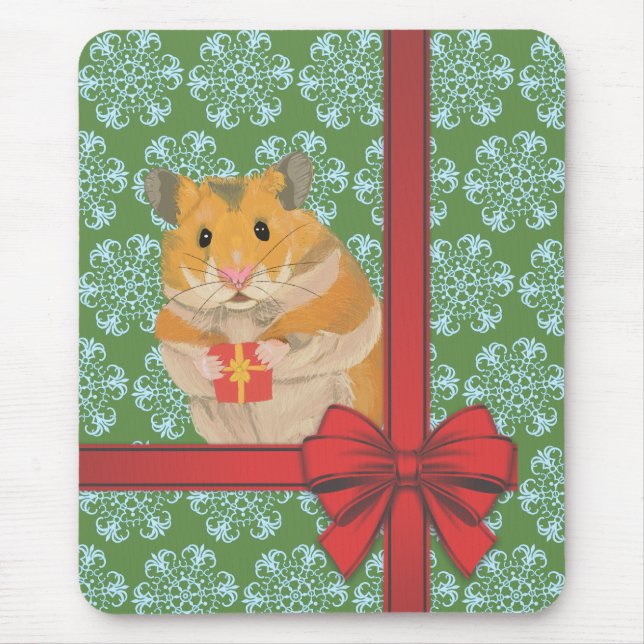 Hammy Christmas Hamster Christmas Mouse Pad (Front)