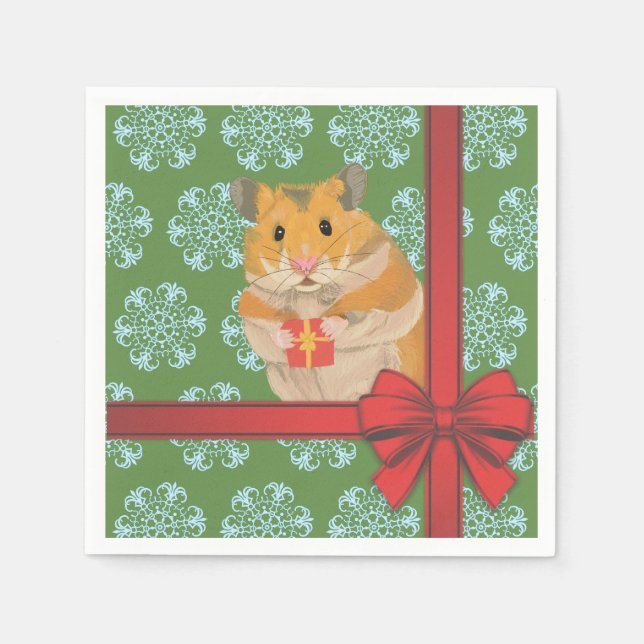 Hammy Christmas Hamster Christmas Paper Napkins (Front)