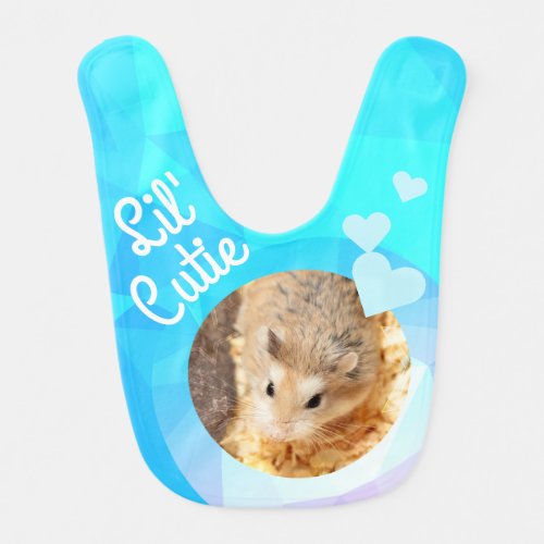 HammyVille _ Cute Hamster Blue Geometric Baby Bib