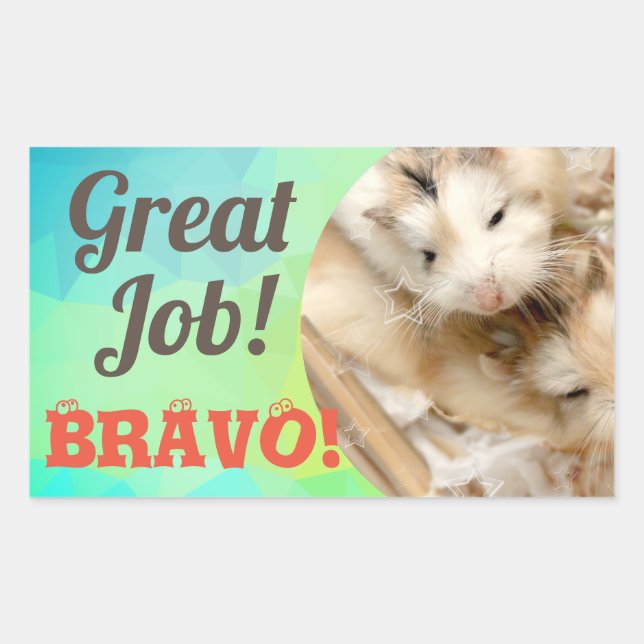 HammyVille - Cute Hamster Great Job Bravo Rectangular Sticker (Front)