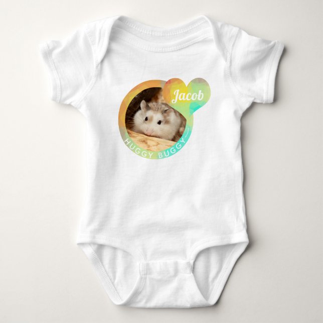 HammyVille - Cute Hamster Heart Huggy Buggy Baby Bodysuit (Front)