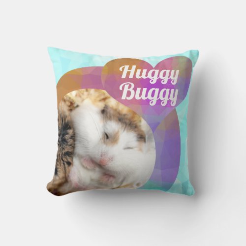 HammyVille _ Cute Hamster Heart Huggy Buggy Throw Pillow