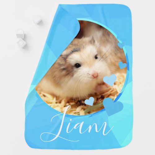Hammyville _ Cute Hamster Love Baby Blue Swaddle Blanket
