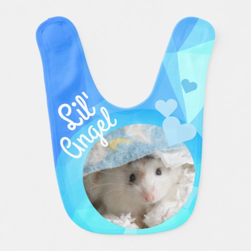 HammyVille _ Cute Hamster Lovely Blue Geometric Baby Bib