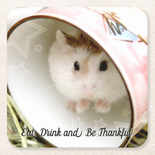 Hammyville - Cute Hamster Square Paper Coaster
