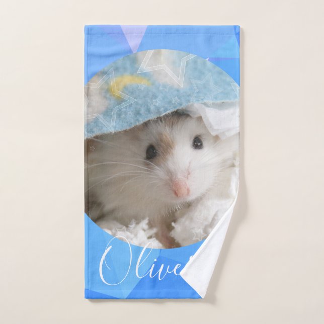 HammyVille - Cute Robo Hamster Customize Name Bath Towel Set (Hand Towel)