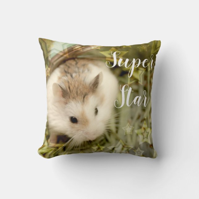 Hammyville - Hamster Super Star Throw Pillow (Front)