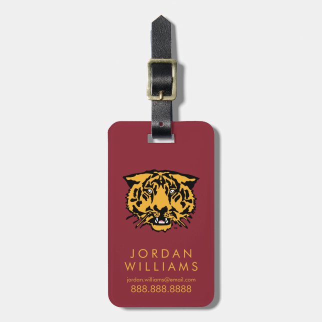 Hampden-Sydney Tiger Logo Luggage Tag (Front Vertical)